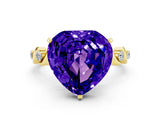 Yellow gold Heart Cut Tanzanite Solitaire Twisted Band with Round  Accents and Prong Setting_12