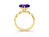 Yellow gold Heart Cut Tanzanite Solitaire Twisted Band with Round  Accents and Prong Setting_15