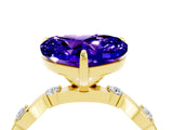 Yellow gold Heart Cut Tanzanite Solitaire Twisted Band with Round  Accents and Prong Setting_16