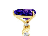 Yellow gold Heart Cut Tanzanite Solitaire Twisted Band with Round  Accents and Prong Setting_17