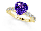 Yellow gold Heart Cut Tanzanite Solitaire with Side Stones, Pave Band, Four-Prong Setting_25