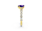 Yellow gold Heart Cut Tanzanite Solitaire with Side Stones, Pave Band, Four-Prong Setting_26