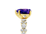 Yellow gold Heart Cut Tanzanite Solitaire with Side Stones, Pave Band, Four-Prong Setting_29