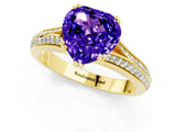 Yellow gold Heart Cut Tanzanite Split Shank Engagement Ring with Pavé Band_1
