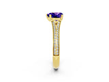 Yellow gold Heart Cut Tanzanite Split Shank Engagement Ring with Pavé Band_2