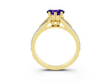 Yellow gold Heart Cut Tanzanite Split Shank Engagement Ring with Pavé Band_3