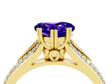 Yellow gold Heart Cut Tanzanite Split Shank Engagement Ring with Pavé Band_4