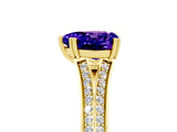 Yellow gold Heart Cut Tanzanite Split Shank Engagement Ring with Pavé Band_5