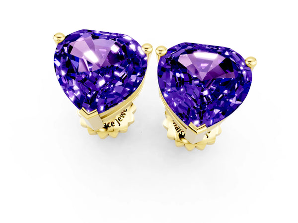 Yellow gold Heart Cut Tanzanite Stud Earrings