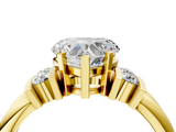 Yellow gold Heart Cut Three-Stone Channel Set Ring with Bar Prongs_65