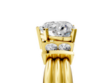 Yellow gold Heart Cut Three-Stone Channel Set Ring with Bar Prongs_66