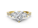Yellow gold Heart Cut Three-Stone Diamond Pavé Band with Prong Setting_23