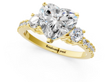 Yellow gold Heart Cut Three-Stone Diamond Pavé Band with Prong Setting_24