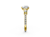 Yellow gold Heart Cut Three-Stone Diamond Pavé Band with Prong Setting_25