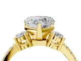 Yellow gold Heart Cut Three-Stone Diamond Pavé Band with Prong Setting_27