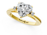 Yellow gold Heart Cut Three-Stone Solitaire Ring with Round Accent Diamonds and Four-Prong Setting_33