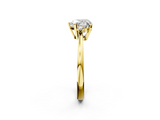 Yellow gold Heart Cut Three-Stone Solitaire Ring with Round Accent Diamonds and Four-Prong Setting_34