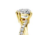 Yellow gold Heart Cut Twist Band Solitaire Diamond Ring with Pavé Setting_20