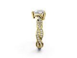 Yellow gold Heart Cut Twisted Pavé Band Solitaire Ring with Four-Prong Setting_86