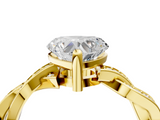 Yellow gold Heart Cut Twisted Pavé Band Solitaire Ring with Four-Prong Setting_88