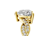 Yellow gold Heart Cut Twisted Pavé Band Solitaire Ring with Four-Prong Setting_89