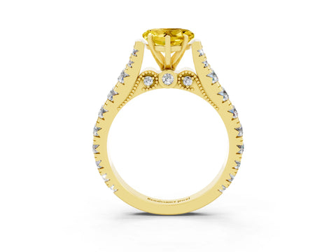 Yellow gold Heart Cut Yellow Sapphire Classic Solitaire Ring with Pavé Band and Four-Prong Setting_15