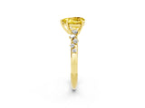 Yellow gold Heart Cut Yellow Sapphire Cluster Side Stone Solitaire Ring with Prong Setting_50