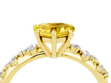 Yellow gold Heart Cut Yellow Sapphire Cluster Side Stone Solitaire Ring with Prong Setting_52