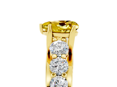 Yellow gold Heart Cut Yellow Sapphire Engagement Ring with Pavé Band and Four-Prong Setting_5