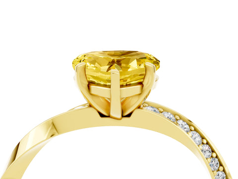 Yellow gold Heart Cut Yellow Sapphire Engagement Ring with Side Stone Accents and Four-Prong Setting_52