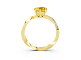 Yellow gold Heart Cut Yellow Sapphire Engagement Ring with Side Stone Accents and Four-Prong Setting_63