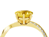 Yellow gold Heart Cut Yellow Sapphire Engagement Ring with Side Stone Accents and Four-Prong Setting_64
