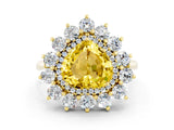 Yellow gold Heart Cut Yellow Sapphire Floral Double Halo Engagement Ring with Prong Setting_60