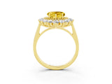 Yellow gold Heart Cut Yellow Sapphire Floral Double Halo Engagement Ring with Prong Setting_63
