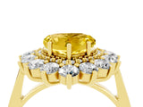 Yellow gold Heart Cut Yellow Sapphire Floral Double Halo Engagement Ring with Prong Setting_64