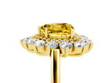 Yellow gold Heart Cut Yellow Sapphire Floral Double Halo Engagement Ring with Prong Setting_65