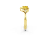 Yellow gold Heart Cut Yellow Sapphire Halo Ring with Tapered Band and Four-Prong Setting_2