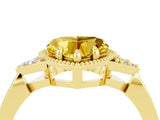Yellow gold Heart Cut Yellow Sapphire Halo Ring with Tapered Band and Four-Prong Setting_4