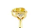 Yellow gold Heart Cut Yellow Sapphire Halo Ring with Tapered Band and Four-Prong Setting_5