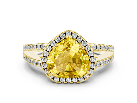 Yellow gold Heart Cut Yellow Sapphire Halo Split Shank Engagement Ring_12