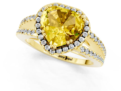 Yellow gold Heart Cut Yellow Sapphire Halo Split Shank Engagement Ring_13
