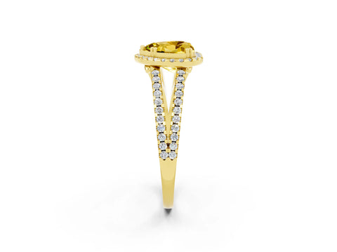 Yellow gold Heart Cut Yellow Sapphire Halo Split Shank Engagement Ring_14