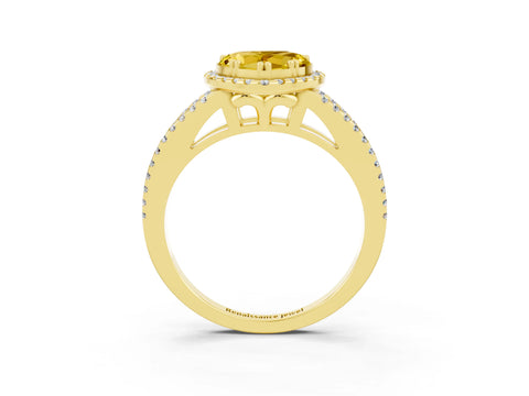 Yellow gold Heart Cut Yellow Sapphire Halo Split Shank Engagement Ring_15