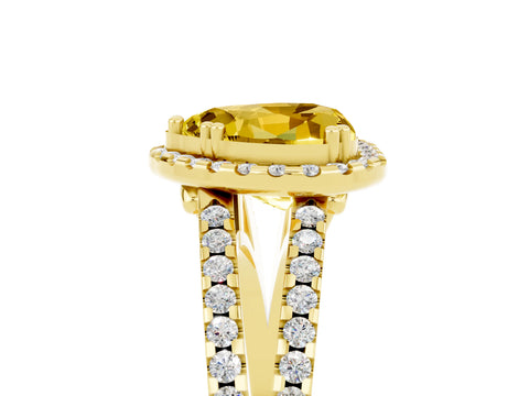 Yellow gold Heart Cut Yellow Sapphire Halo Split Shank Engagement Ring_17