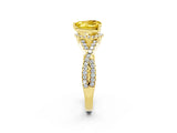 Yellow gold Heart Cut Yellow Sapphire Halo Twist Band Solitaire Prong Setting Ring_26