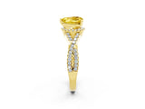 Yellow gold Heart Cut Yellow Sapphire  Halo Twist Band Solitaire Prong Setting Ring_44