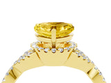 Yellow gold Heart Cut Yellow Sapphire  Halo Twist Band Solitaire Prong Setting Ring_46