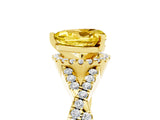 Yellow gold Heart Cut Yellow Sapphire  Halo Twist Band Solitaire Prong Setting Ring_47
