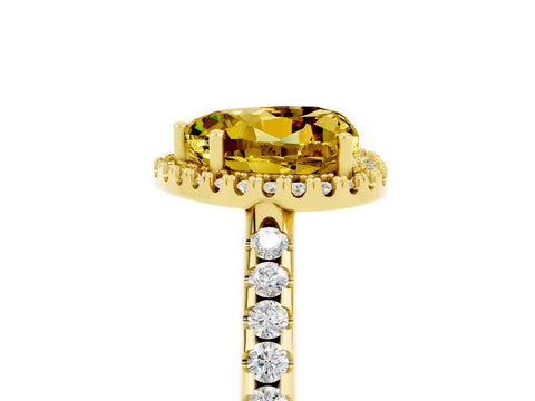 Yellow gold Heart Cut Yellow Sapphire Pavé Halo Ring with Four-Prong Setting_17