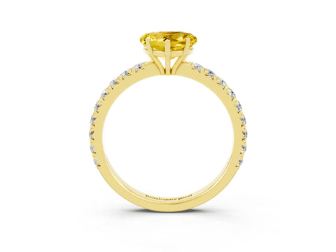 Yellow gold Heart Cut Yellow Sapphire Pavé Solitaire Engagement Ring with Four-Prong Setting_15